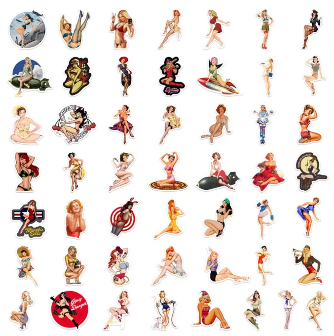 Retro Pin Up Girl Stickers Package of 50