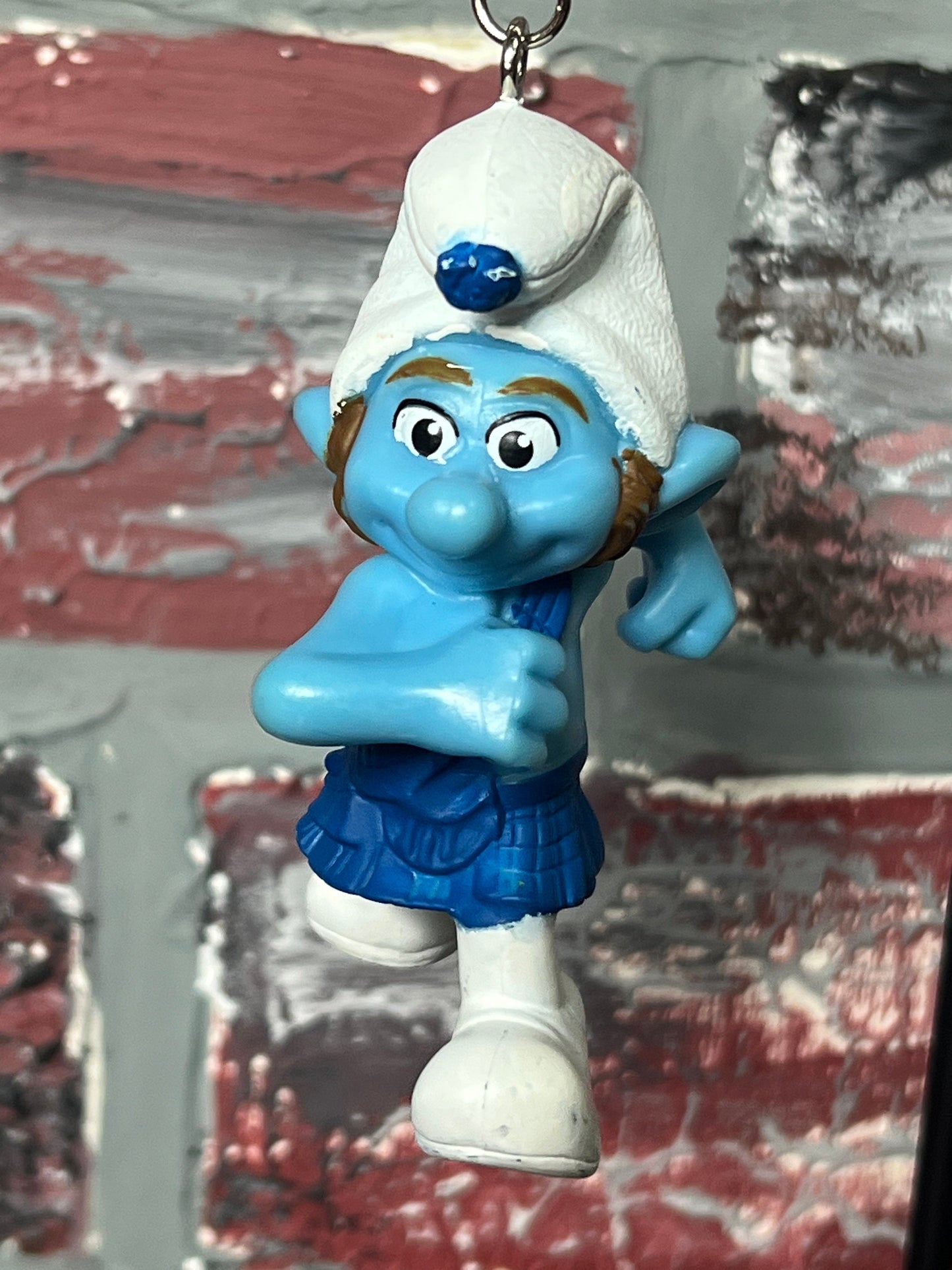 Handmade 2011 “Gutsy” Smurf Keychain