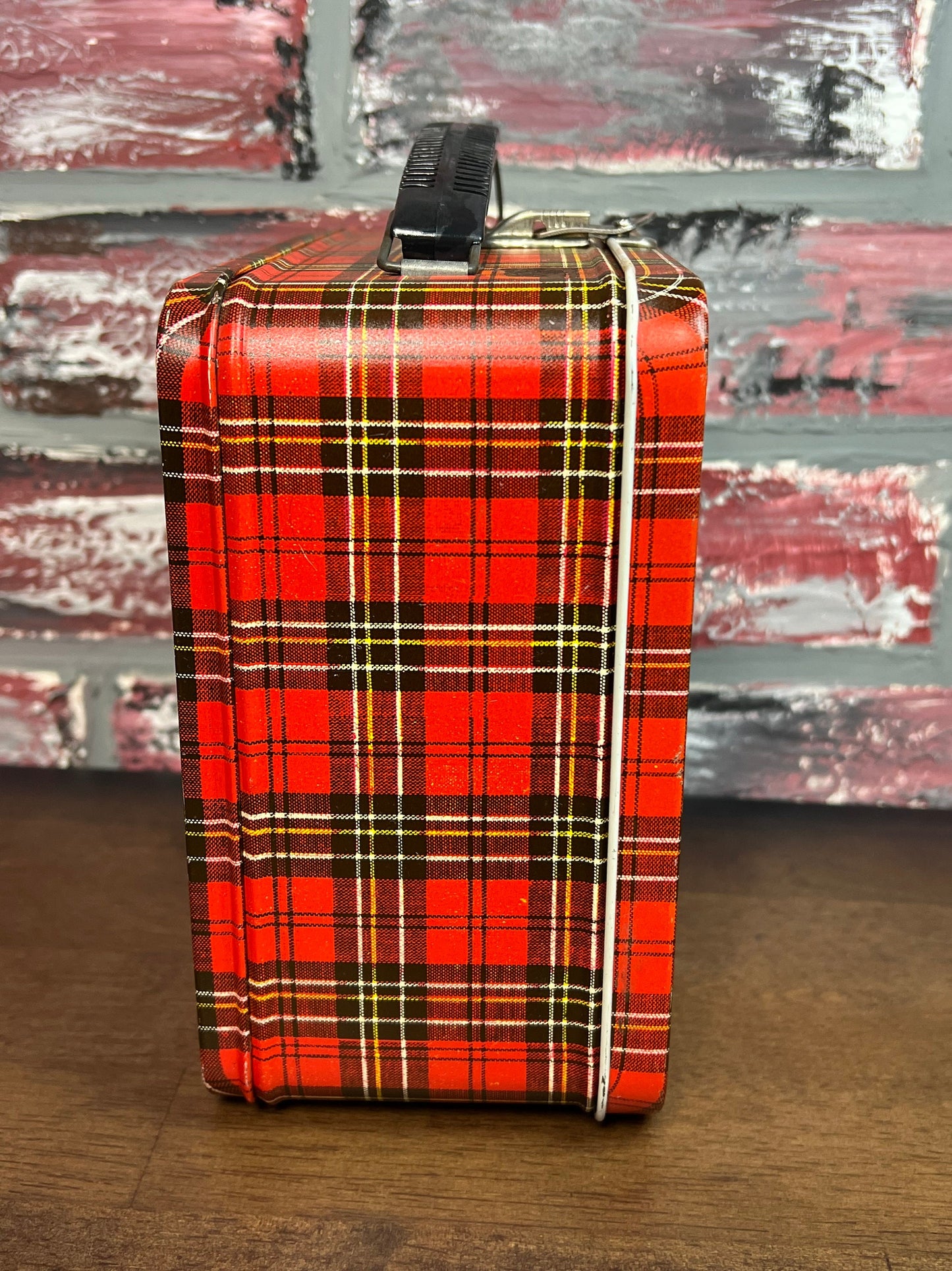 Rare Vintage Plaid Metal Lunchpail With Thermos